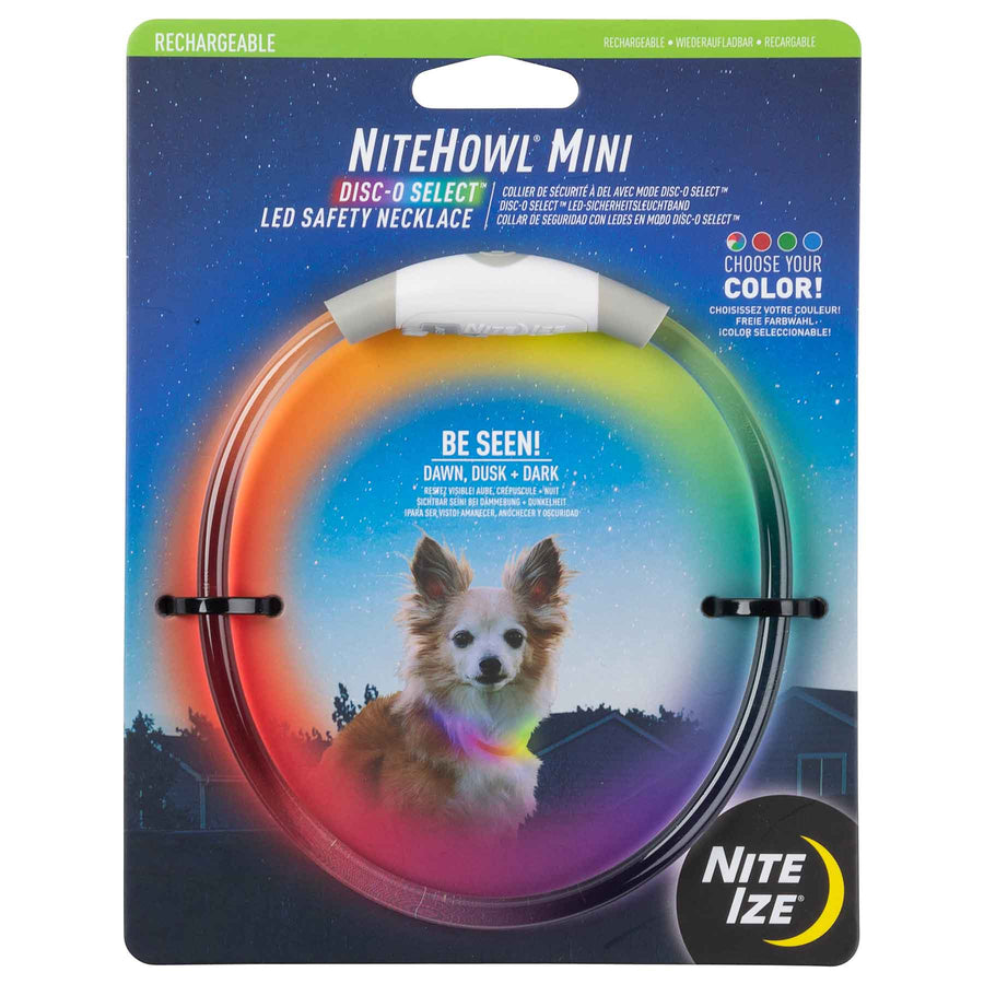 NITE IZE<br>NiteHowl Rechargeable<br>Disc-O Select LED Safety Necklace