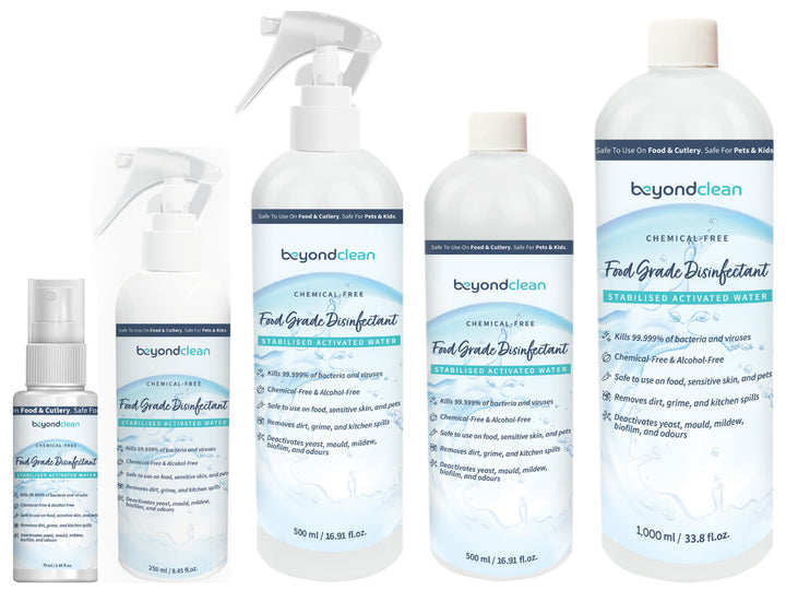 BEYOND CLEAN<br>Natural 99.999% Disinfecting<br>Pet/Human/Food Grade Disinfectant
