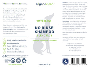 BEYOND CLEAN<br>Natural 99.999% Disinfecting<br>Dog/Cat Waterless No-Rinse Shampoo