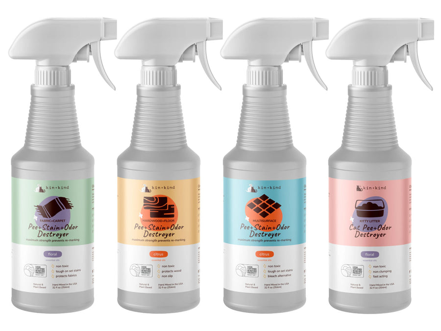 KIN+KIND<br>Pee+Stain+Odor Destroyer<br>Non-Toxic Bio Dog/Cat Home Cleaner